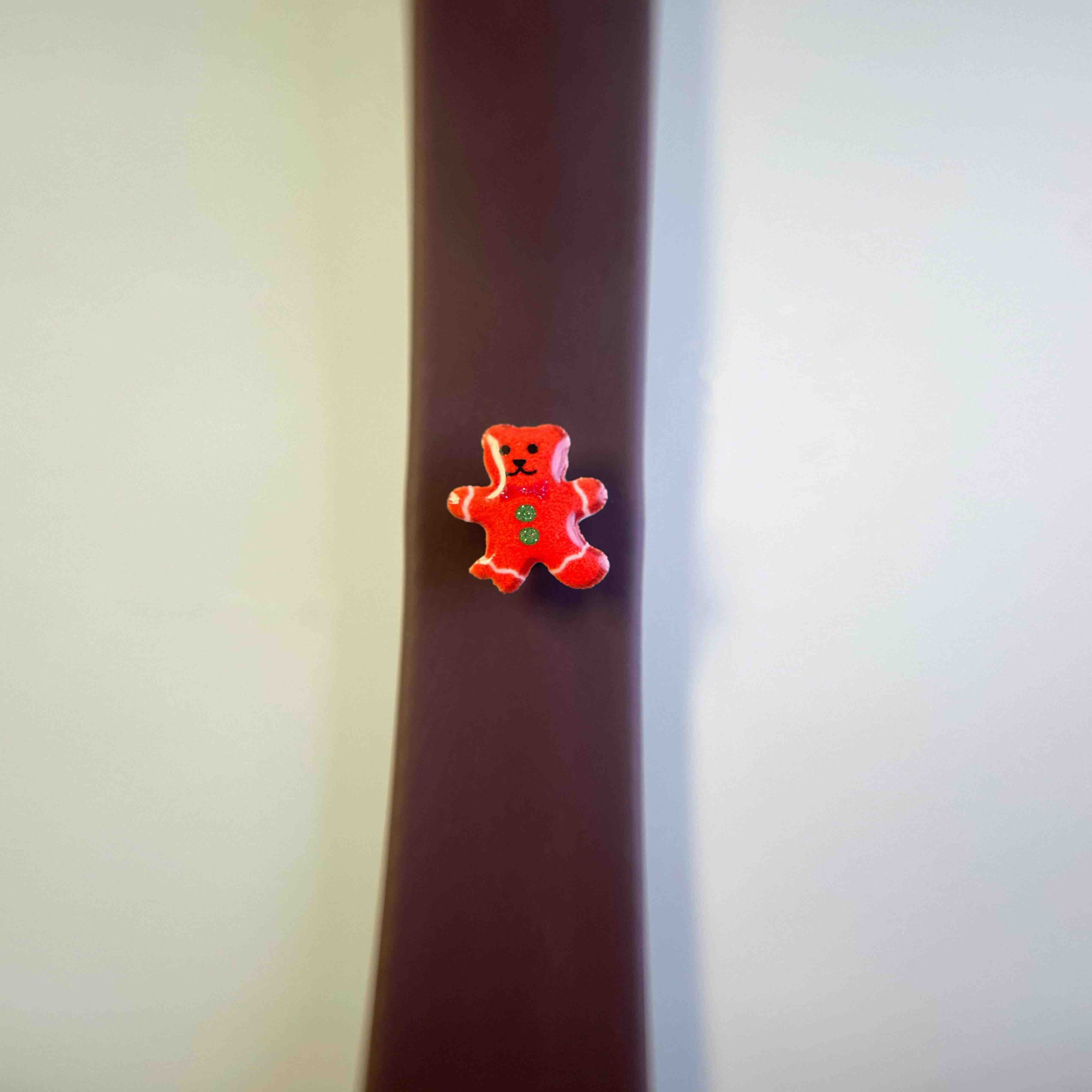 Gingerbread charm on brown vegan leather leash